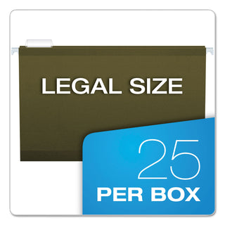 Reinforced Hanging File Folders with Printable Tab Inserts, Legal Size, 1/5-Cut Tabs, Standard Green, 25/Box - 
