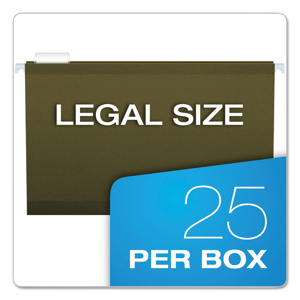 Reinforced Hanging File Folders with Printable Tab Inserts, Legal Size, 1/5-Cut Tabs, Standard Green, 25/Box