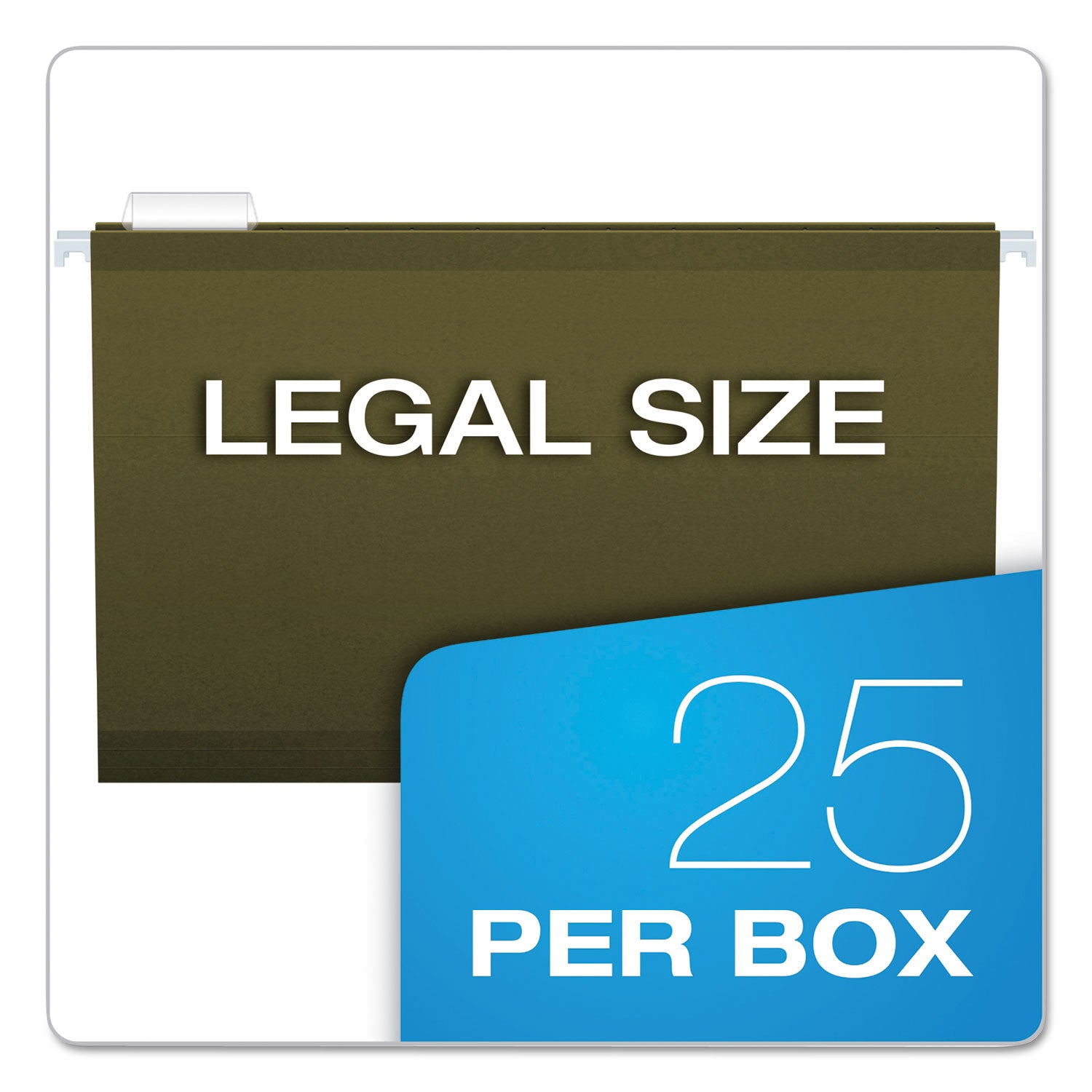Reinforced Hanging File Folders with Printable Tab Inserts, Legal Size, 1/5-Cut Tabs, Standard Green, 25/Box