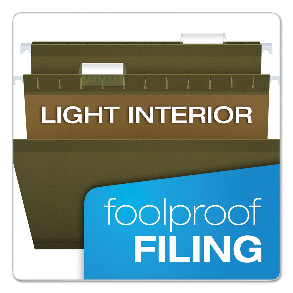 Reinforced Hanging File Folders with Printable Tab Inserts, Legal Size, 1/5-Cut Tabs, Standard Green, 25/Box - 