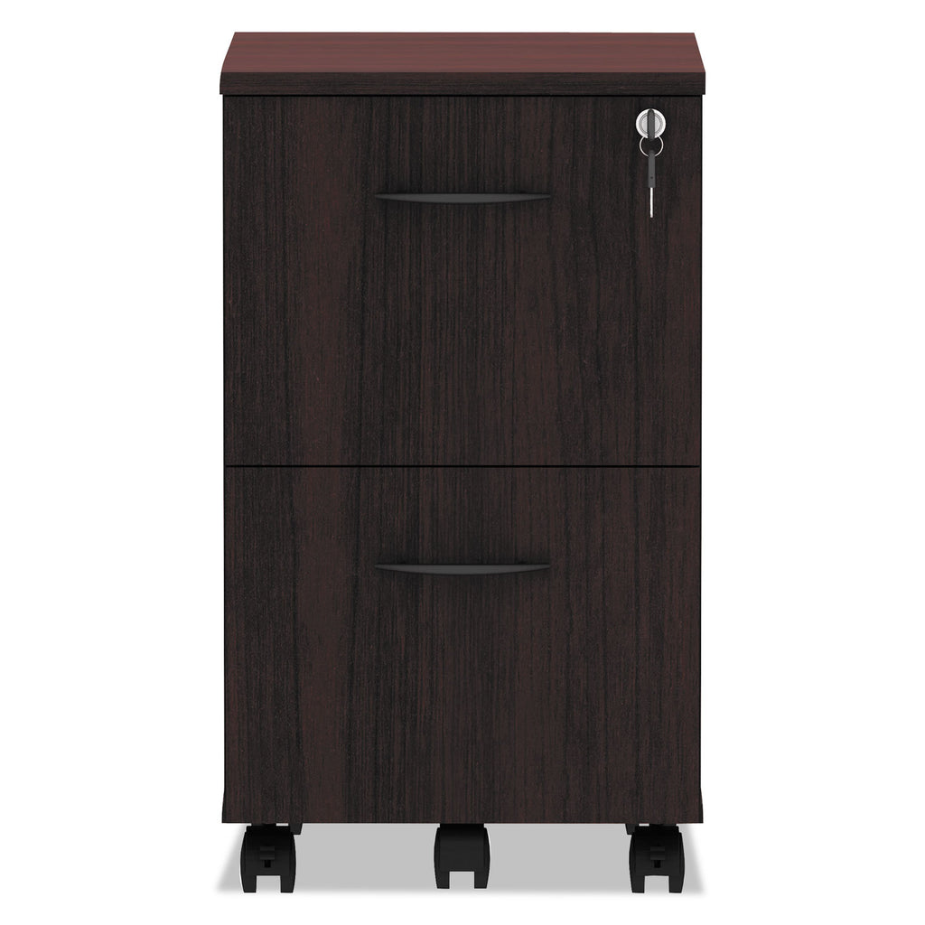 Alera Valencia Series Mobile Pedestal, Left or Right, 2 Legal/Letter-Size File Drawers, Mahogany, 15.38" x 20" x 26.63