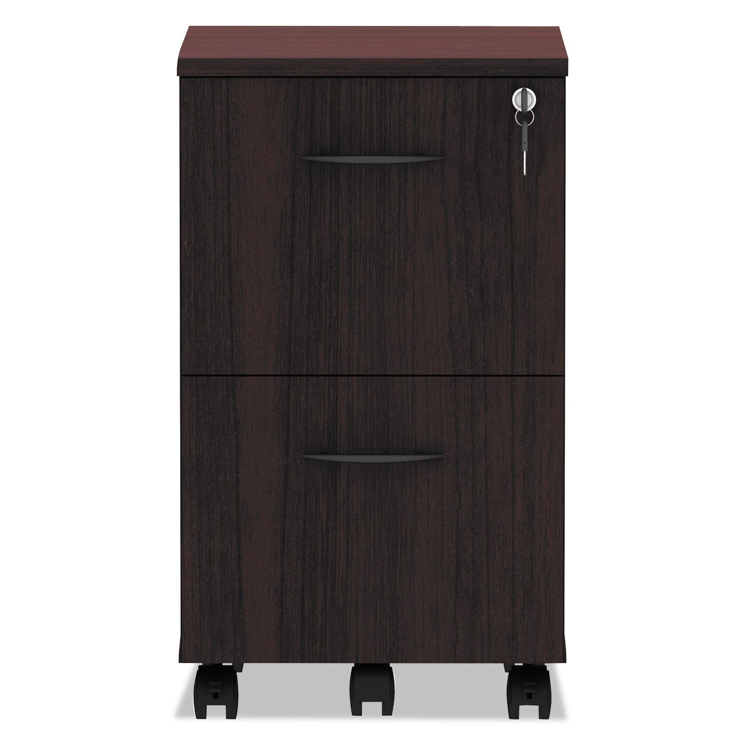 Alera Valencia Series Mobile Pedestal, Left or Right, 2 Legal/Letter-Size File Drawers, Mahogany, 15.38" x 20" x 26.63