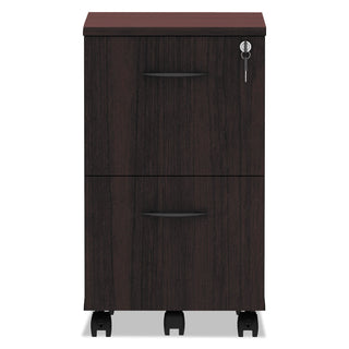 Alera Valencia Series Mobile Pedestal, Left or Right, 2 Legal/Letter-Size File Drawers, Mahogany, 15.38" x 20" x 26.63