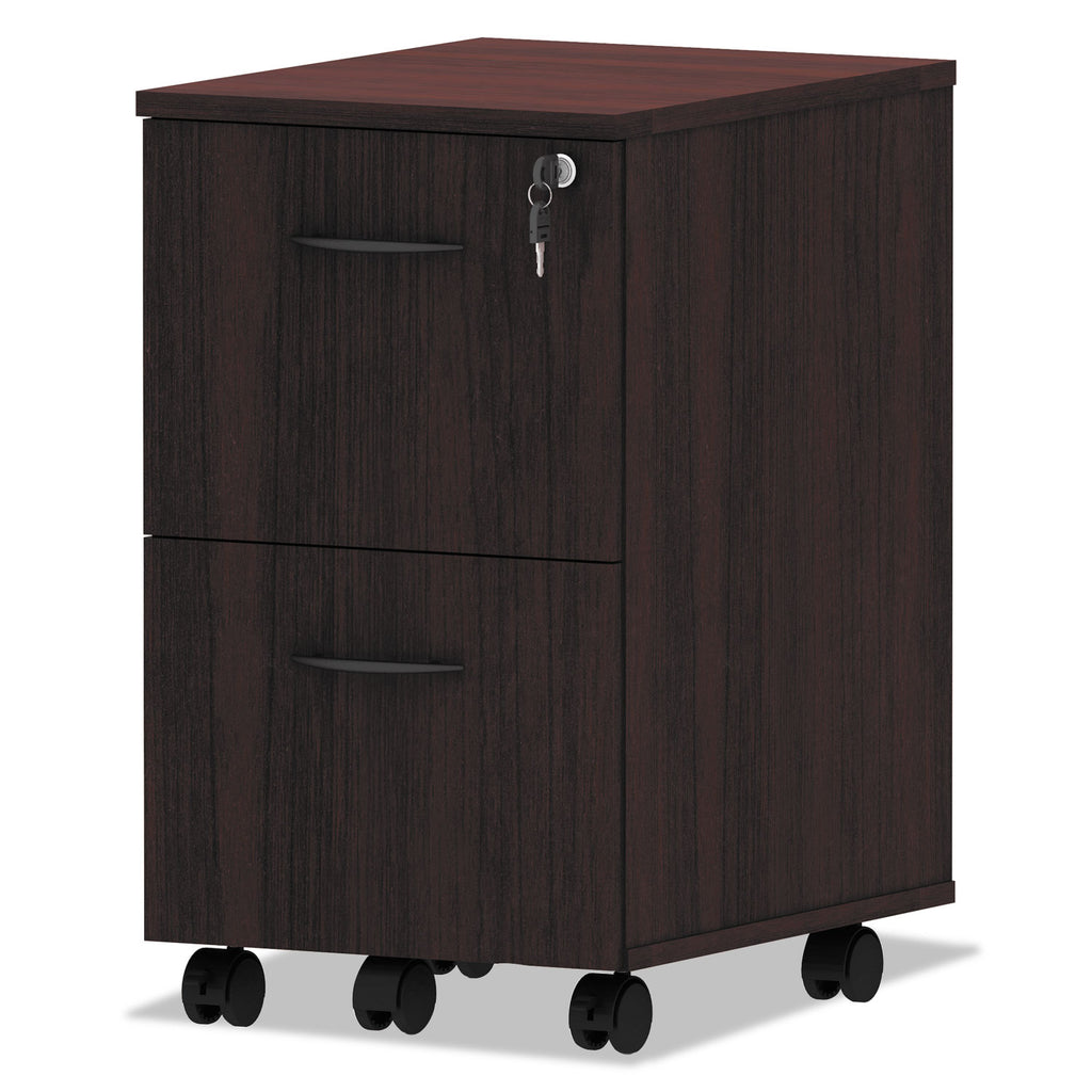 Alera Valencia Series Mobile Pedestal, Left or Right, 2 Legal/Letter-Size File Drawers, Mahogany, 15.38" x 20" x 26.63