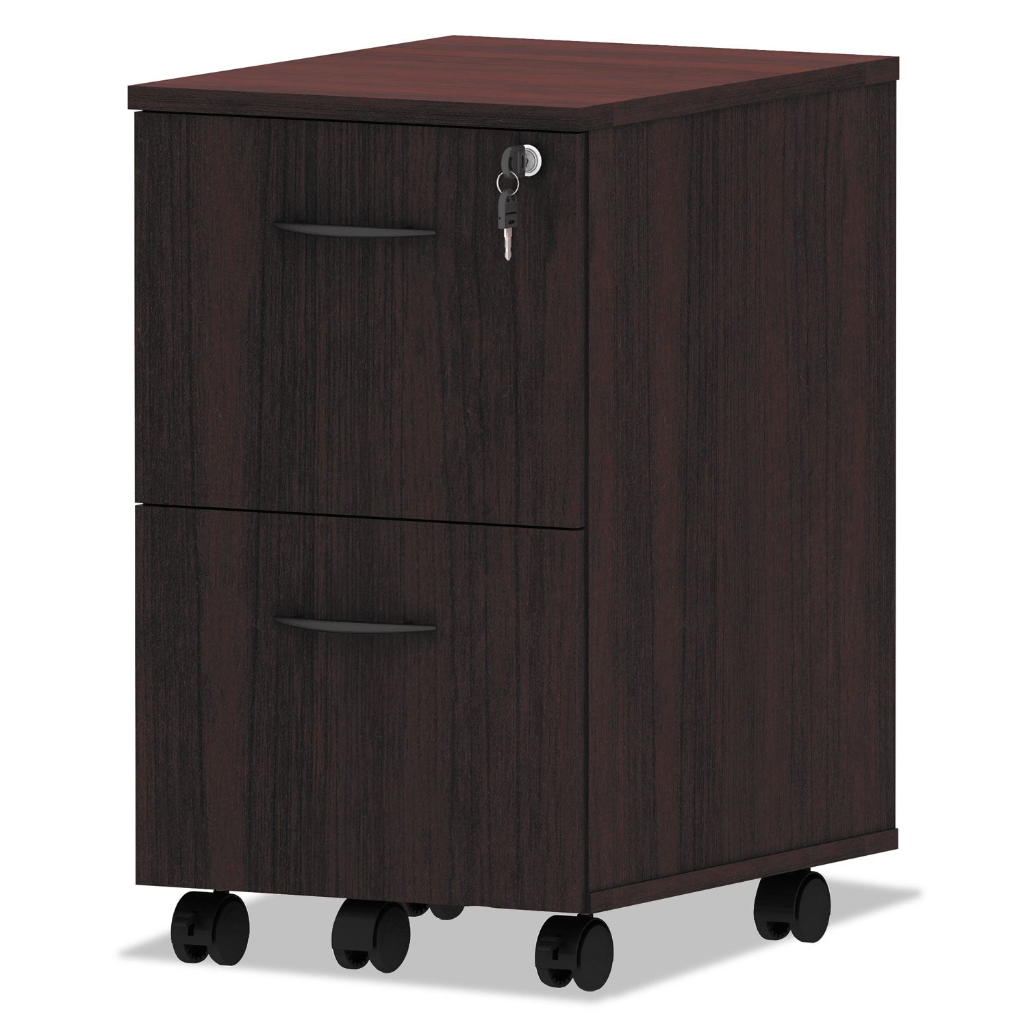 Alera Valencia Series Mobile Pedestal, Left or Right, 2 Legal/Letter-Size File Drawers, Mahogany, 15.38" x 20" x 26.63