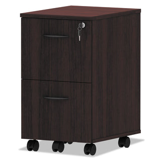 Alera Valencia Series Mobile Pedestal, Left or Right, 2 Legal/Letter-Size File Drawers, Mahogany, 15.38" x 20" x 26.63