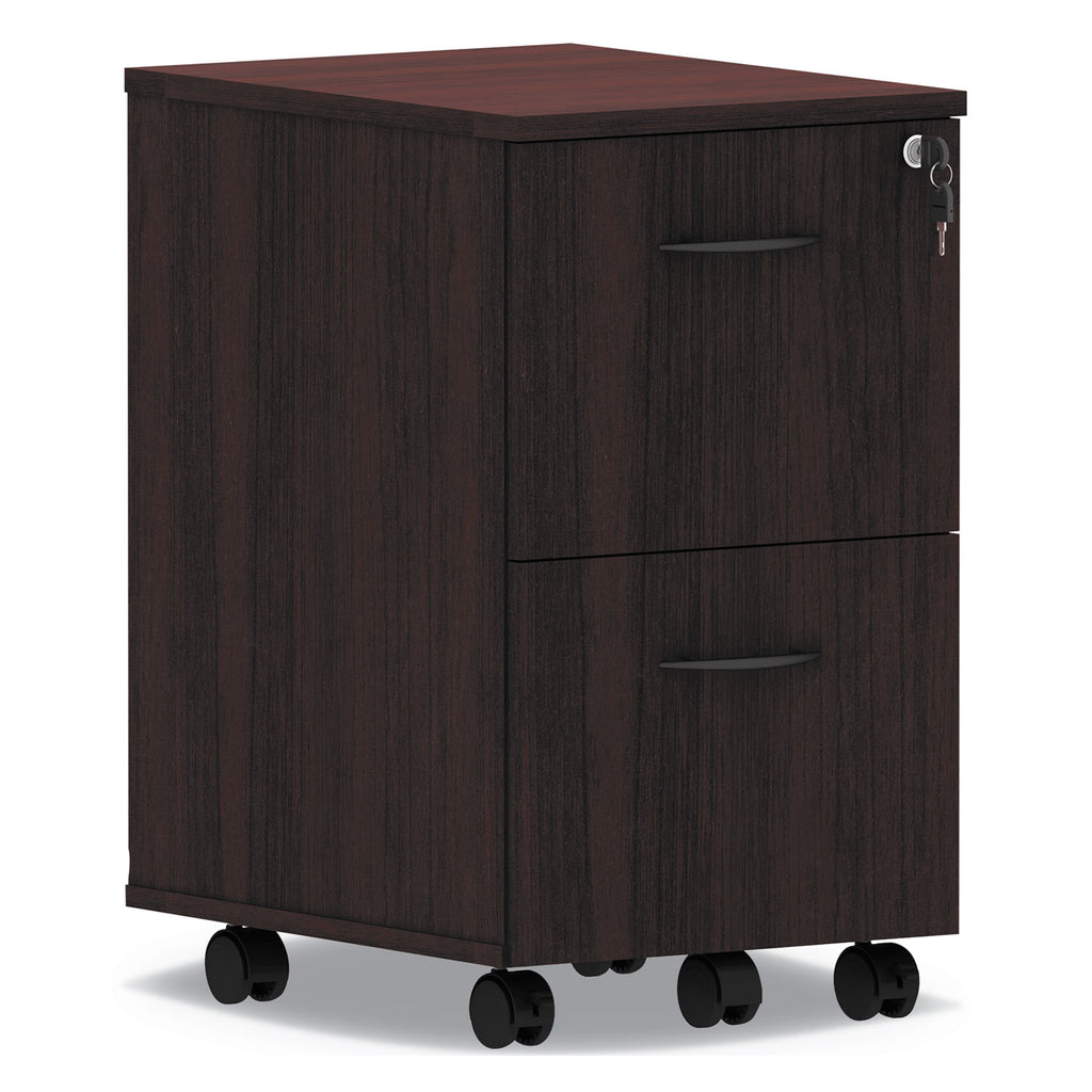 Alera Valencia Series Mobile Pedestal, Left or Right, 2 Legal/Letter-Size File Drawers, Mahogany, 15.38" x 20" x 26.63