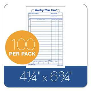 Weekly Employee Time Cards, One Side, 4.25 x 6.75, 100/Pack - 