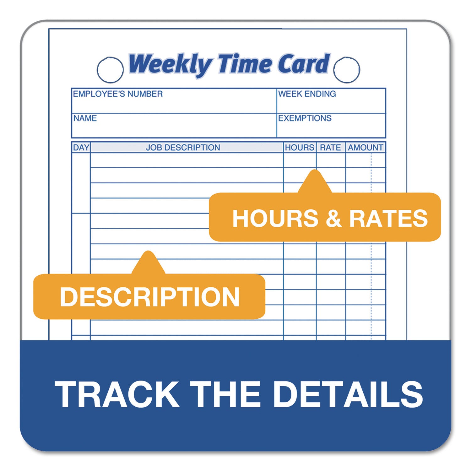 Weekly Employee Time Cards, One Side, 4.25 x 6.75, 100/Pack - 