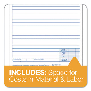 Job Work Order, Three-Part Carbonless, 5.66 x 8.63, 50 Forms Total - 