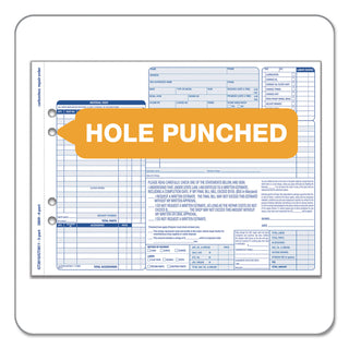 Auto Repair Four-Part Order Form, Four-Part Carbonless, 11 x 8.5, 50 Forms Total - 