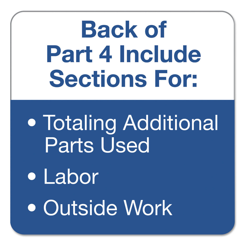 Auto Repair Four-Part Order Form, Four-Part Carbonless, 11 x 8.5, 50 Forms Total - 