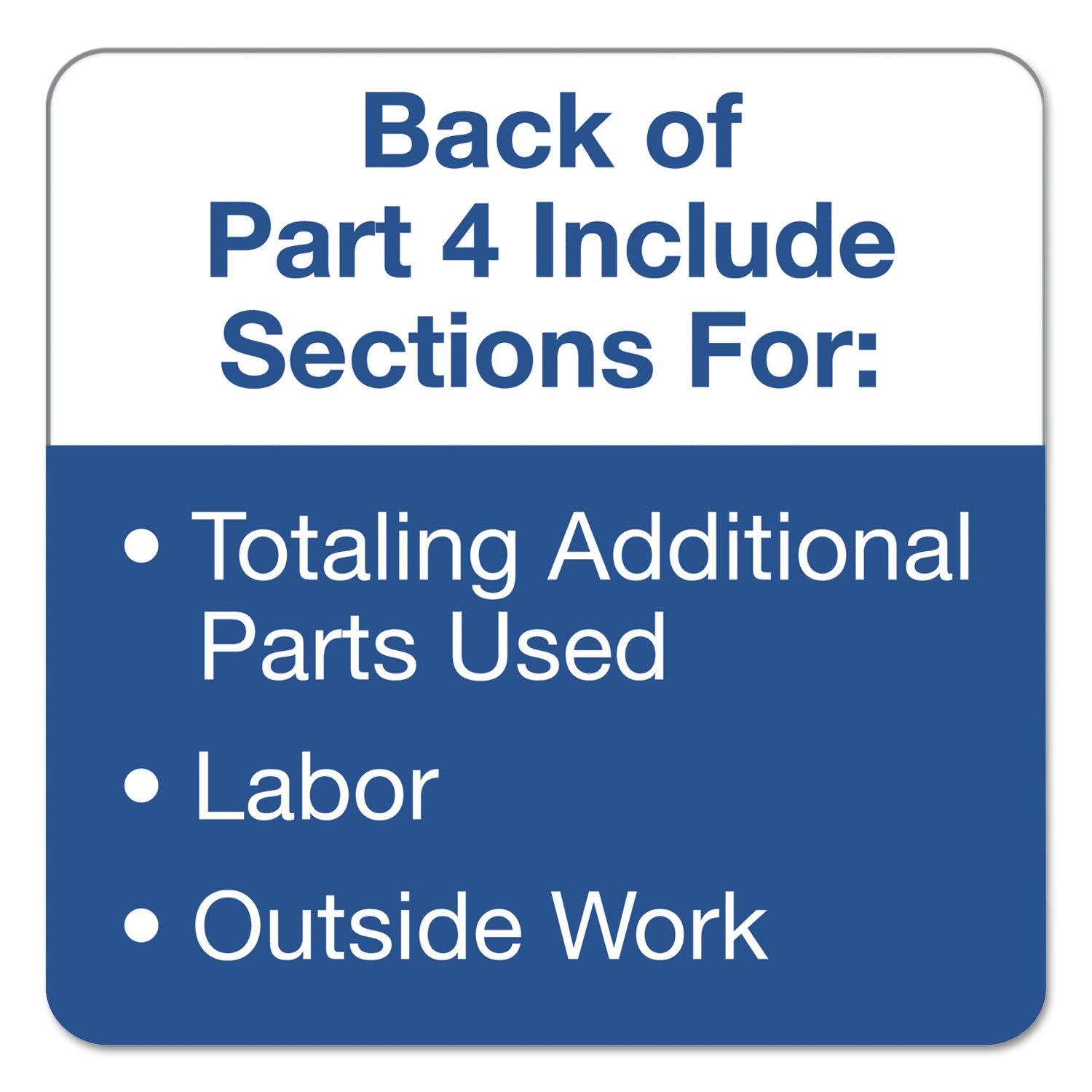 Auto Repair Four-Part Order Form, Four-Part Carbonless, 11 x 8.5, 50 Forms Total - 