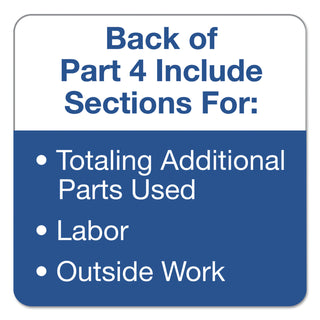 Auto Repair Four-Part Order Form, Four-Part Carbonless, 11 x 8.5, 50 Forms Total - 