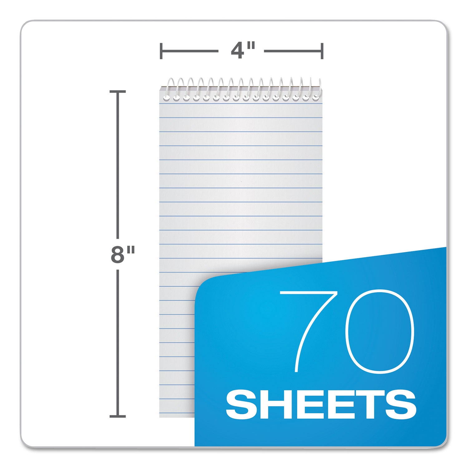 Reporters Notepad, Wide/Legal Rule, White Cover, 70 White 4 x 8 Sheets, 12/Pack - 
