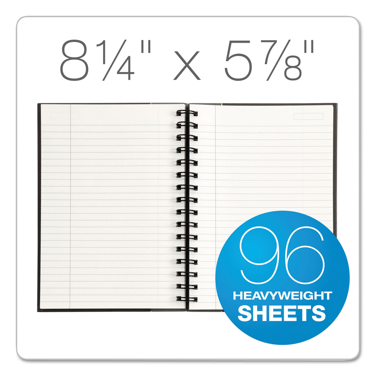 Royale Wirebound Business Notebooks, 1-Subject, Medium/College Rule, Black/Gray Cover, (96) 8.25 x 5.88 Sheets