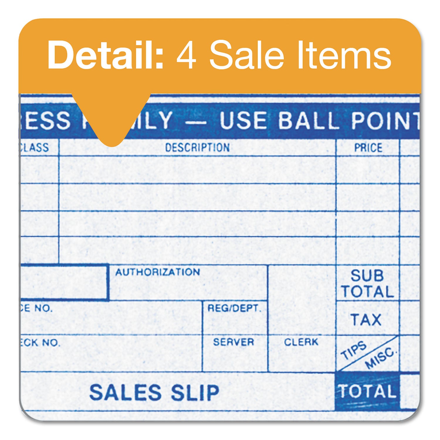 Credit Card Sales Slip, Three-Part Carbonless, 7.78 x 3.25, 100 Forms Total