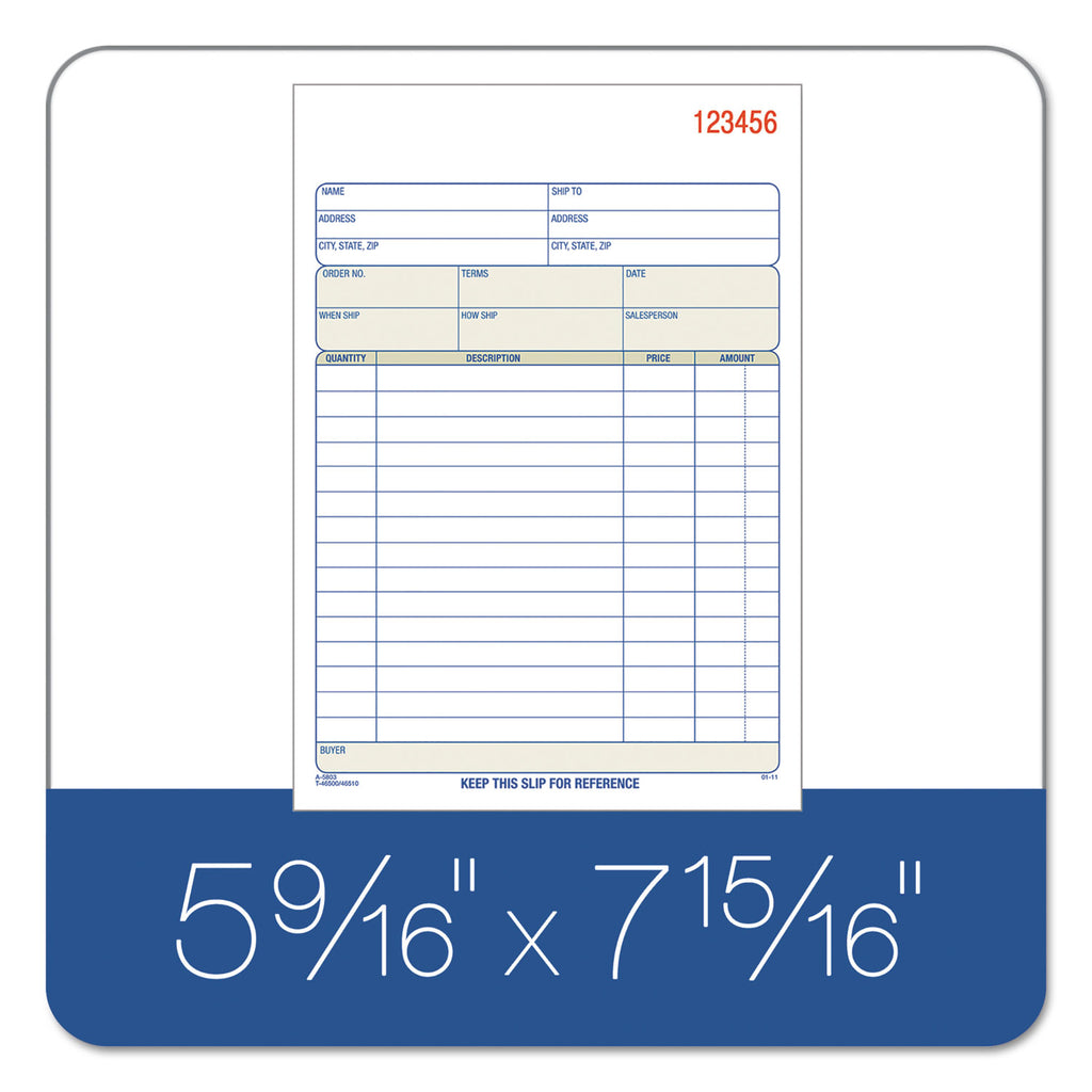 Sales Order Book, Two-Part Carbonless, 7.94 x 5.56, 50 Forms Total - 