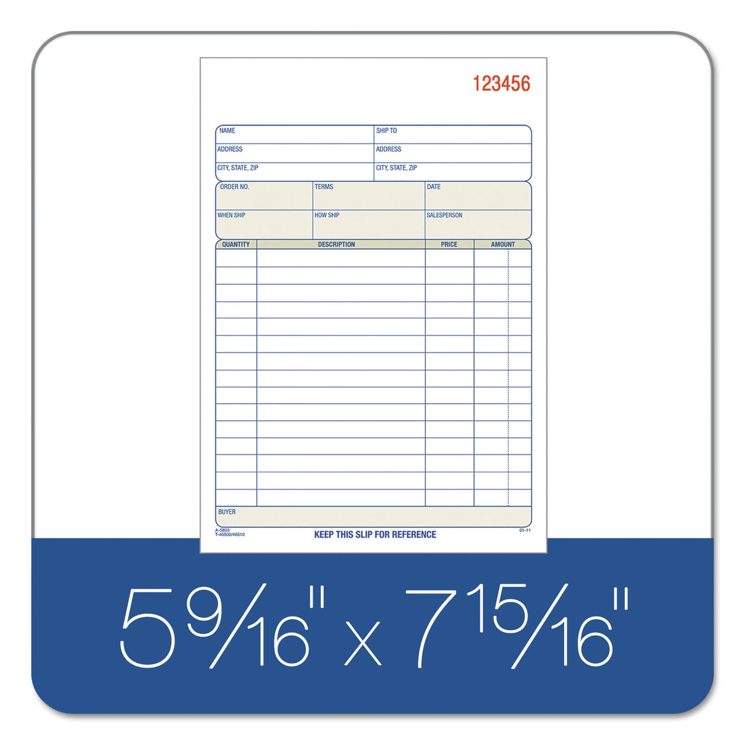 Sales Order Book, Two-Part Carbonless, 7.94 x 5.56, 50 Forms Total - 