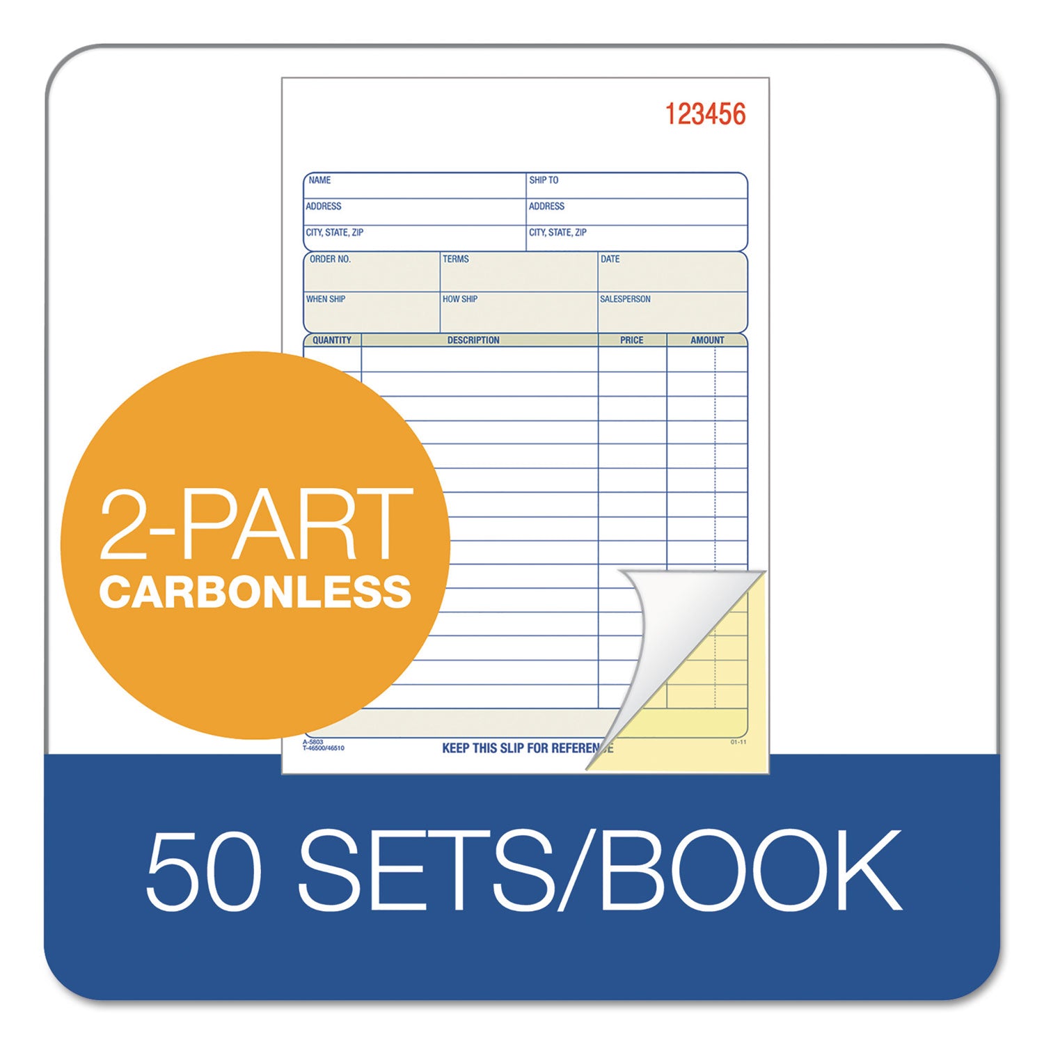 Sales Order Book, Two-Part Carbonless, 7.94 x 5.56, 50 Forms Total - 