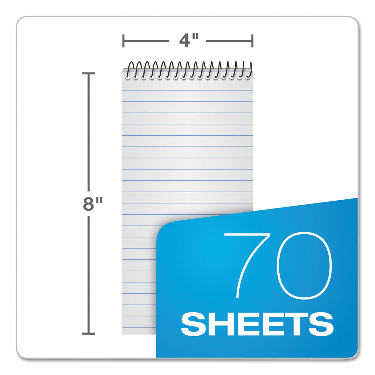 Second Nature Recycled Notepads, Gregg Rule, Randomly Assorted Cover Colors, 70 White 4 x 8 Sheets