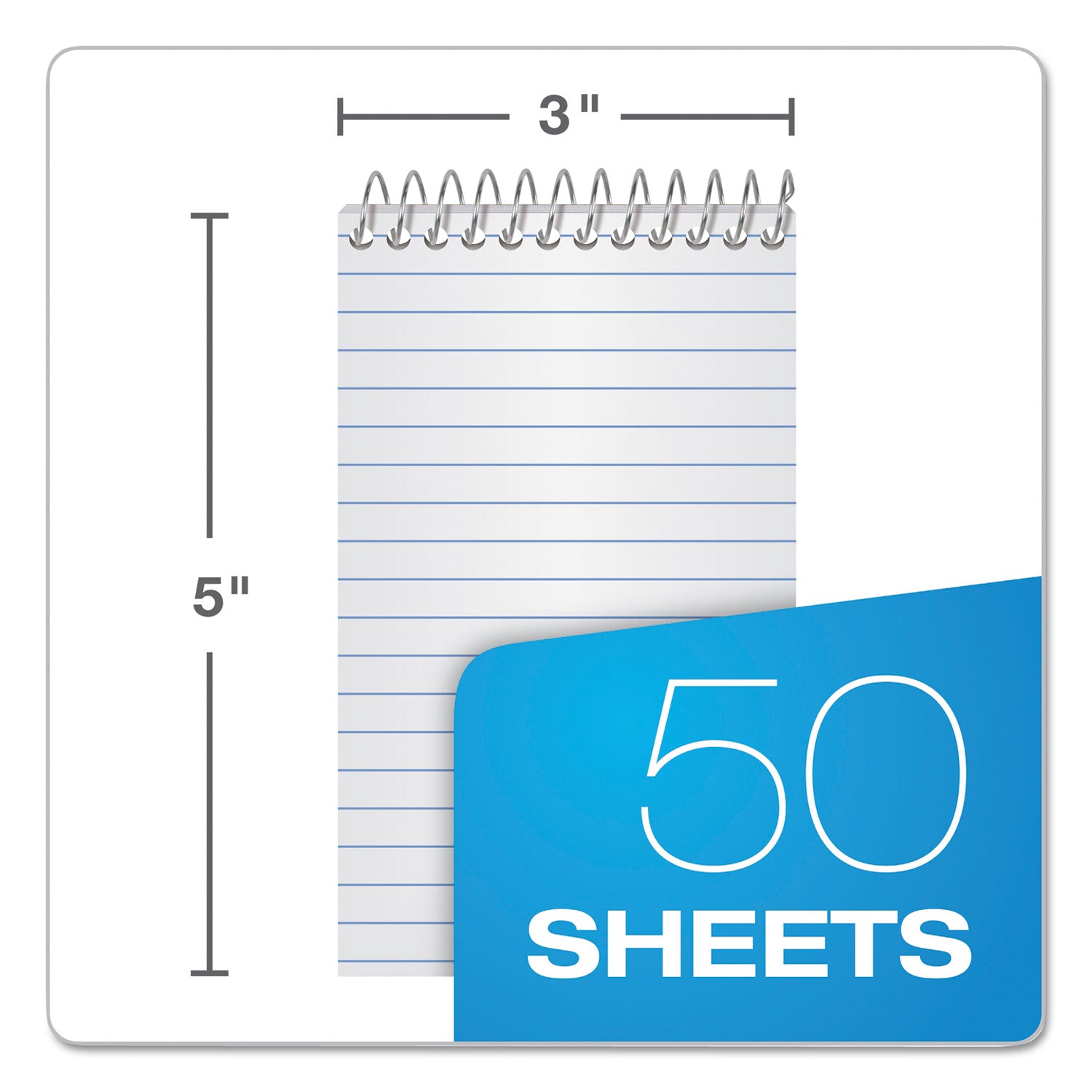 Second Nature Wirebound Notepads, Narrow Rule, Randomly Assorted Cover Colors, 50 White 3 x 5 Sheets