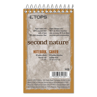 Second Nature Wirebound Notepads, Narrow Rule, Randomly Assorted Cover Colors, 50 White 3 x 5 Sheets