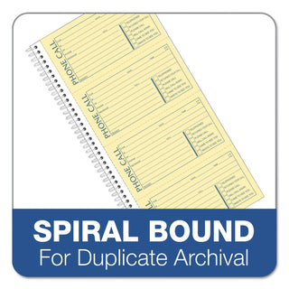Second Nature Phone Call Book, Two-Part Carbonless, 5 x 2.75, 4 Forms/Sheet, 400 Forms Total - 