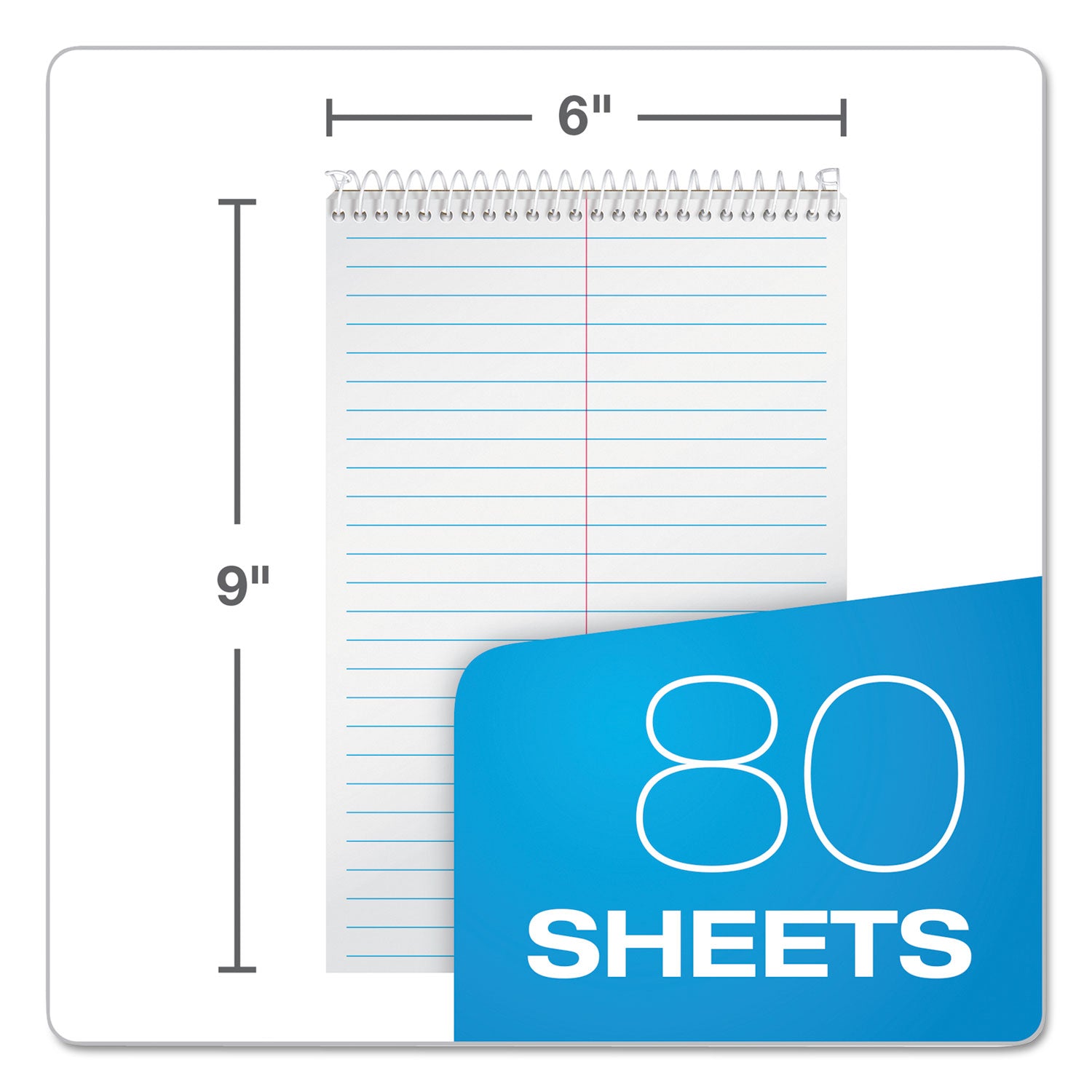 Steno Pad, Gregg Rule, Assorted Cover Colors, 80 White 6 x 9 Sheets, 4/Pack - 