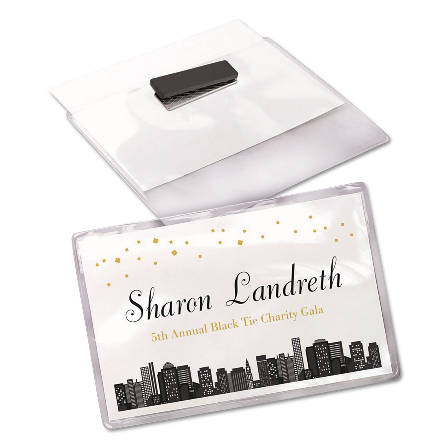 magnetic-style-name-badge-kit-horizontal-4-x-3-white-48-pack_ave8781 - 2