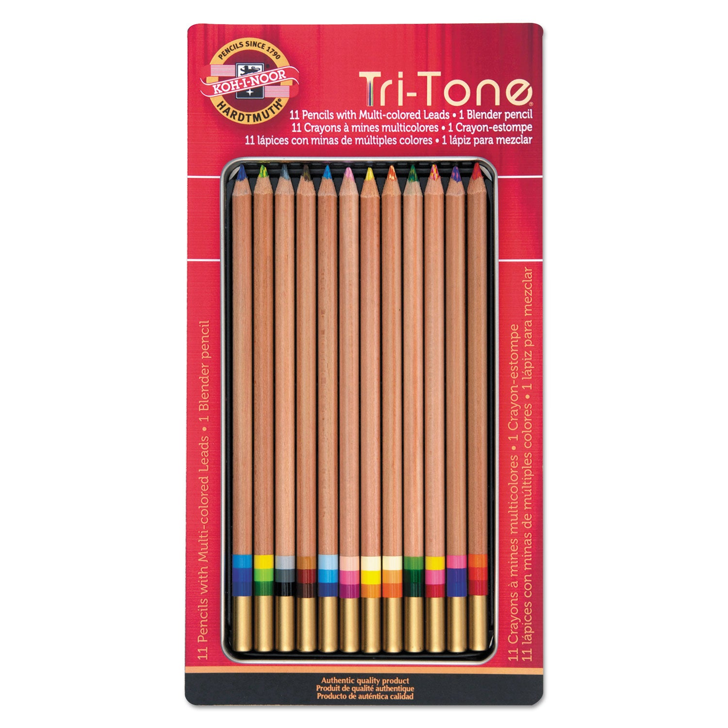 tri-tone-color-pencils-38-mm-assorted-tri-tone-lead-colors-tan-barrel-dozen_kohfa33tin12bc - 1