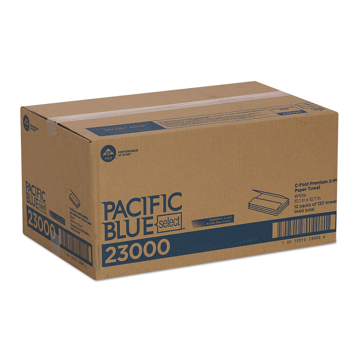 Pacific Blue Select C-Fold Paper Towels, 2-Ply, 10.1 x 12.7, White, 120/Pack, 12 Packs/Carton - 