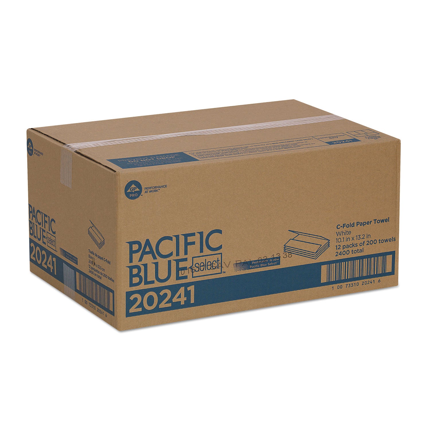 Pacific Blue Select C-Fold Paper Towel, 1-Ply, 10.1 x 10.1, White, 200/Pack, 12 Packs/Carton - 