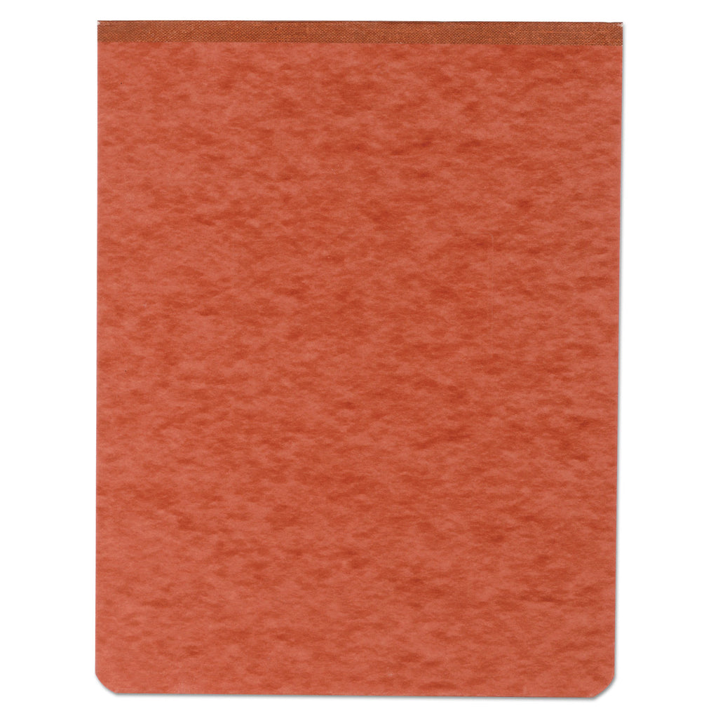 Pressboard Report Cover with Tyvek Reinforced Hinge, Two-Piece Prong Fastener, 2" Capacity, 8.5 x 11, Red/Red