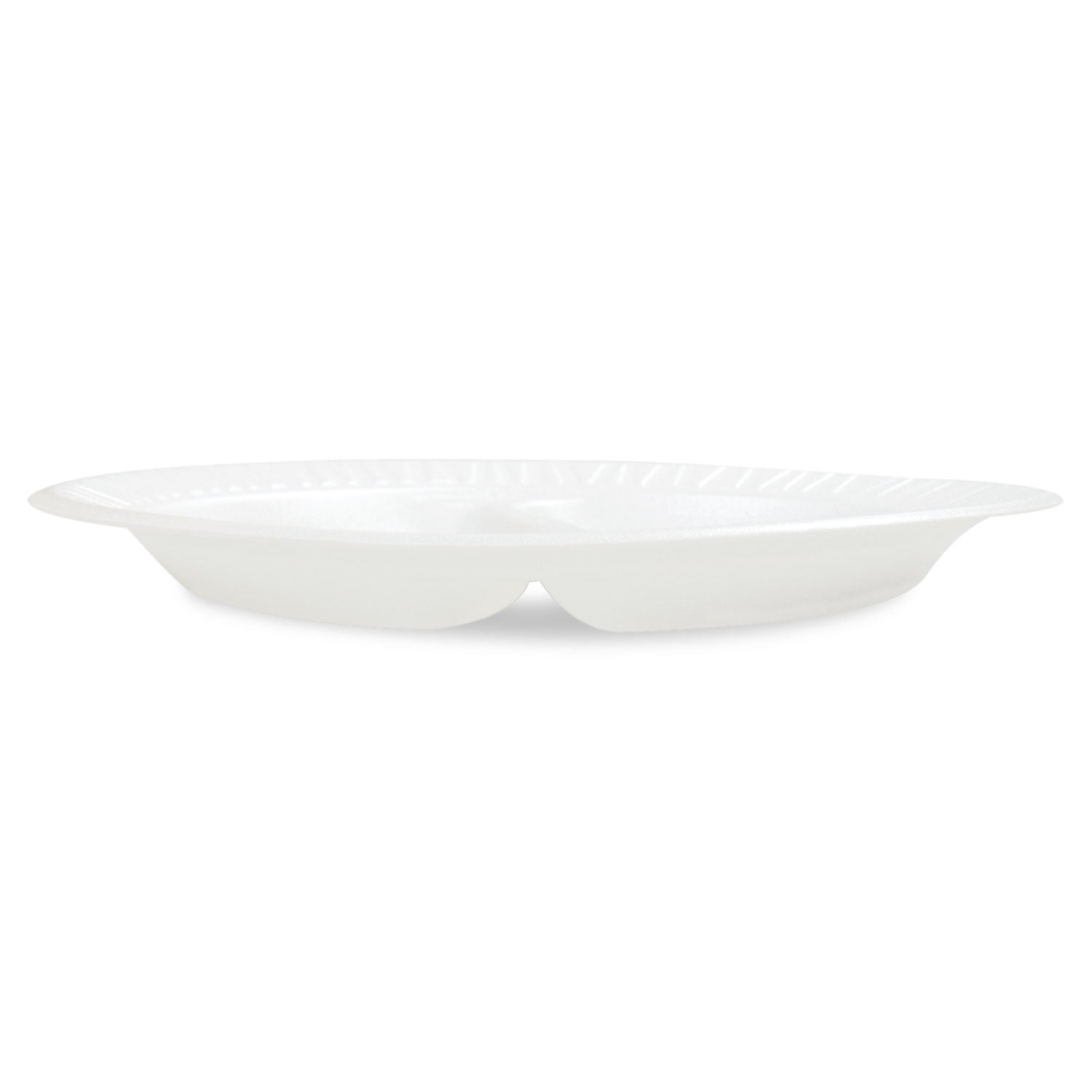 Concorde Foam Plate, 3-Compartment, 9" dia, White, 125/Pack, 4 Packs/Carton