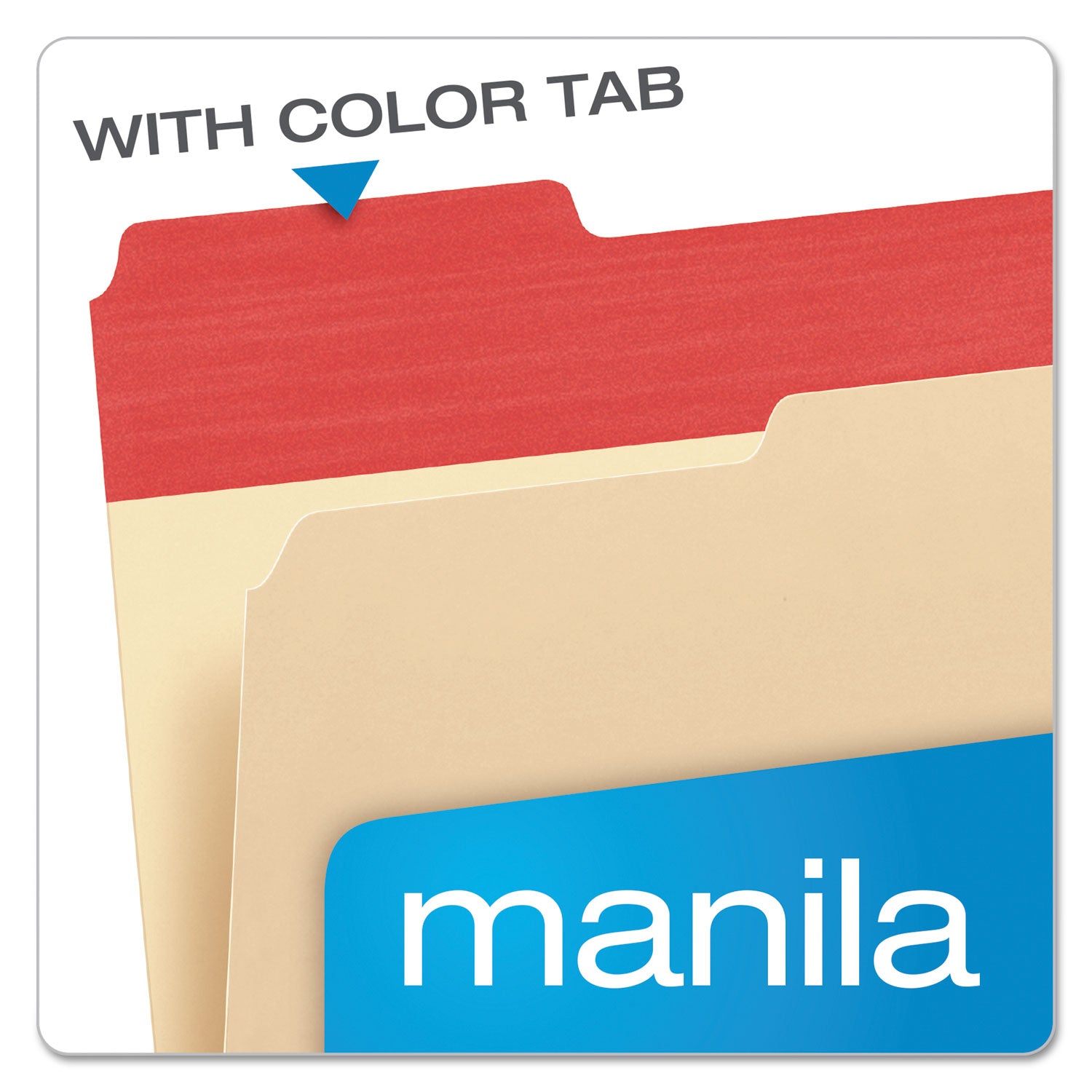 Color Tab File Folders, 1/3-Cut Tabs: Assorted, Letter Size, 0.75" Expansion, Manila, 50/Box - 