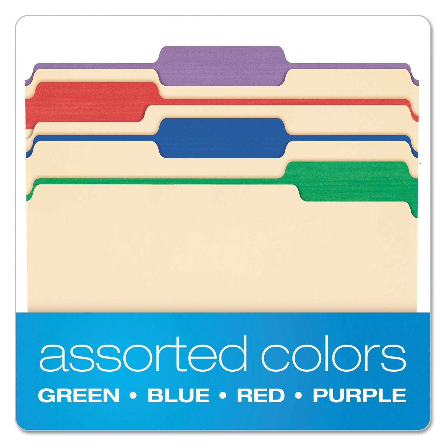 Color Tab File Folders, 1/3-Cut Tabs: Assorted, Letter Size, 0.75" Expansion, Manila, 50/Box