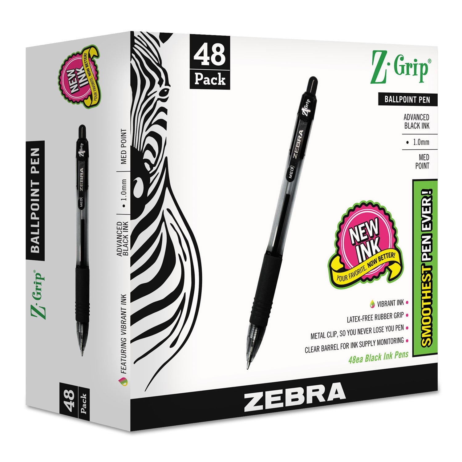 z-grip-ballpoint-pen-retractable-medium-1-mm-black-ink-clear-black-barrel-48-pack_zeb22148 - 2