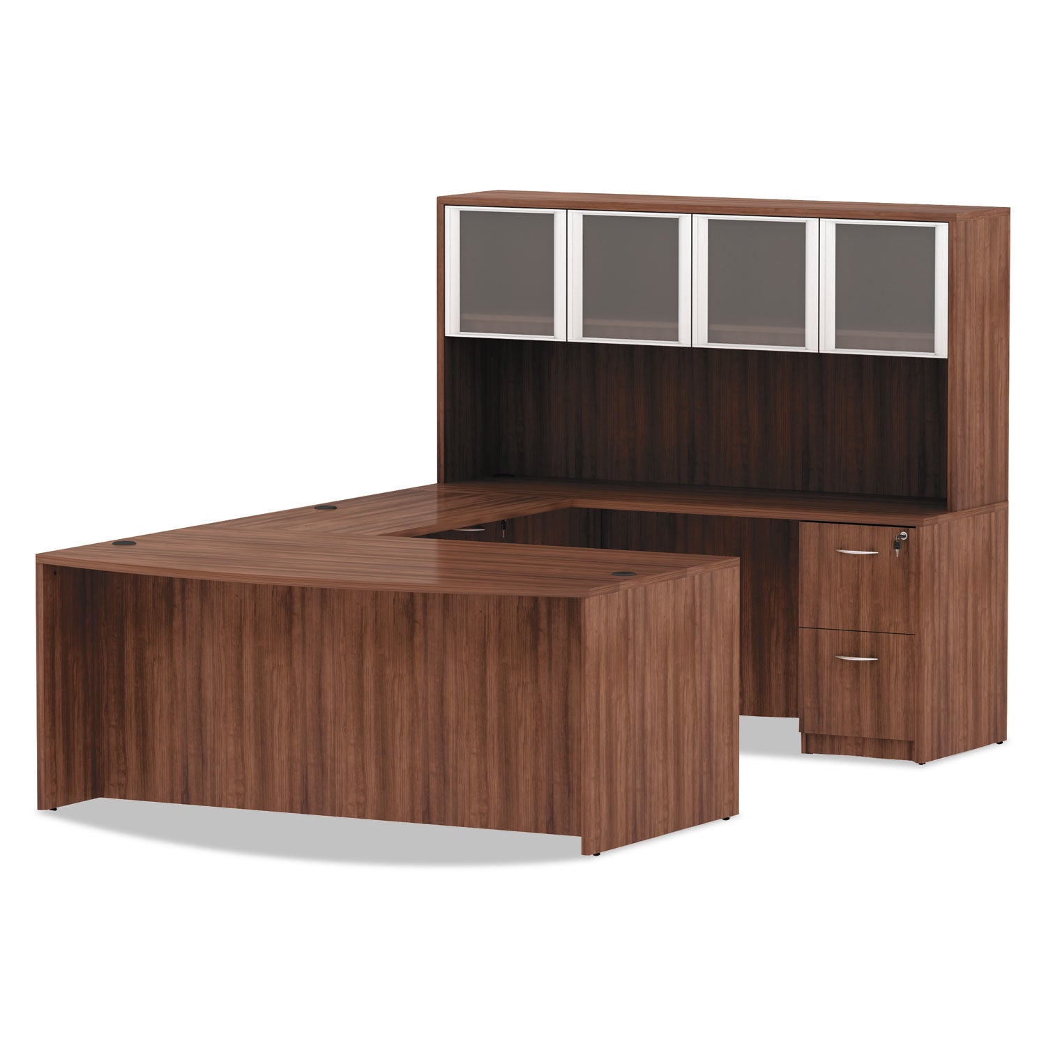 Alera Valencia Series Full Pedestal File, Left/Right, 2 Legal/Letter-Size File Drawers, Modern Walnut, 15.63" x 20.5" x 28.5