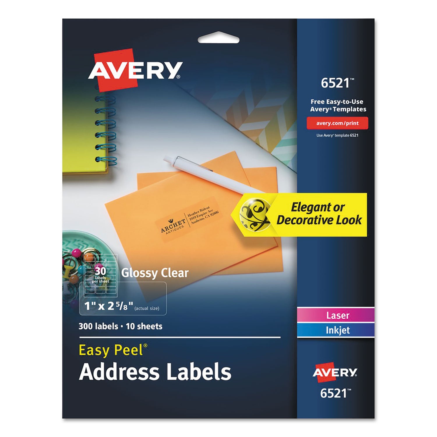 glossy-clear-easy-peel-mailing-labels-w-sure-feed-technology-inkjet-laser-printers-1-x-263-30-sheet-10-sheets-pack_ave6521 - 1