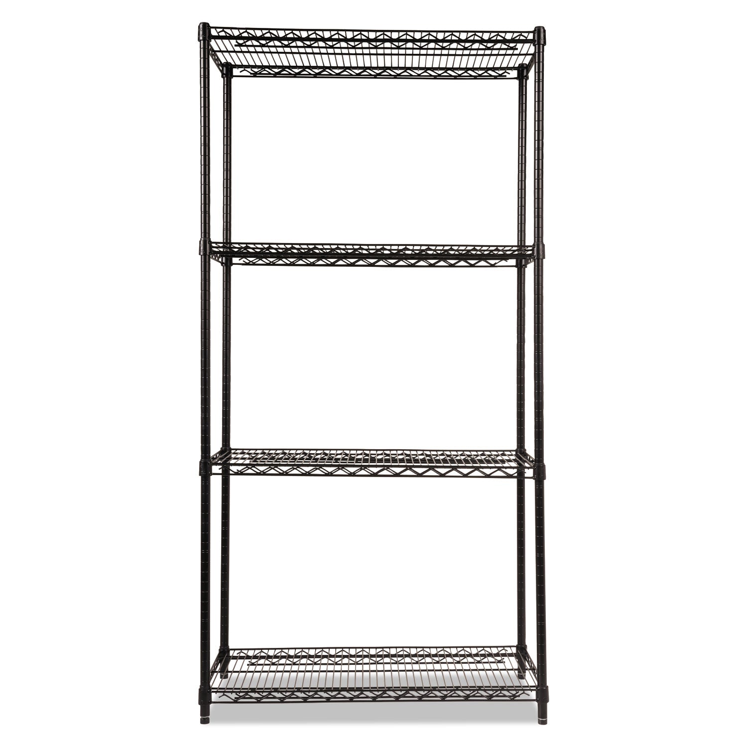 NSF Certified Industrial Four-Shelf Wire Shelving Kit, 36w x 18d x 72h, Black