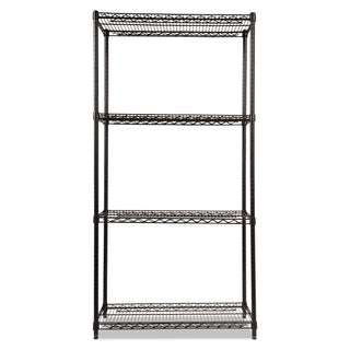 NSF Certified Industrial Four-Shelf Wire Shelving Kit, 36w x 18d x 72h, Black
