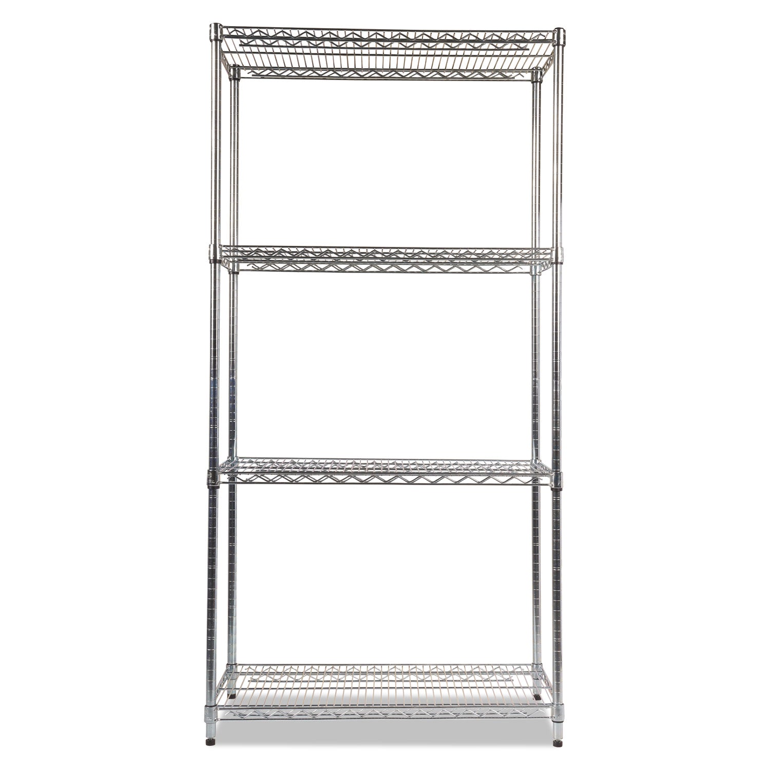 NSF Certified Industrial Four-Shelf Wire Shelving Kit, 36w x 18d x 72h, Silver