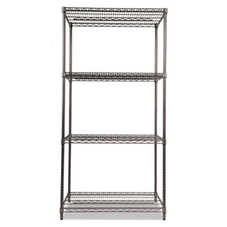 Wire Shelving Starter Kit, Four-Shelf, 36w x 24d x 72h, Black Anthracite