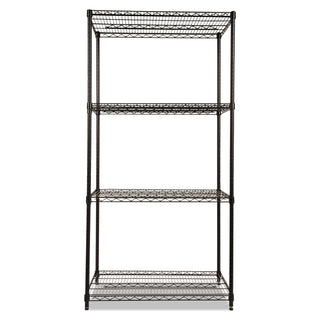 NSF Certified Industrial Four-Shelf Wire Shelving Kit, 36w x 24d x 72h, Black