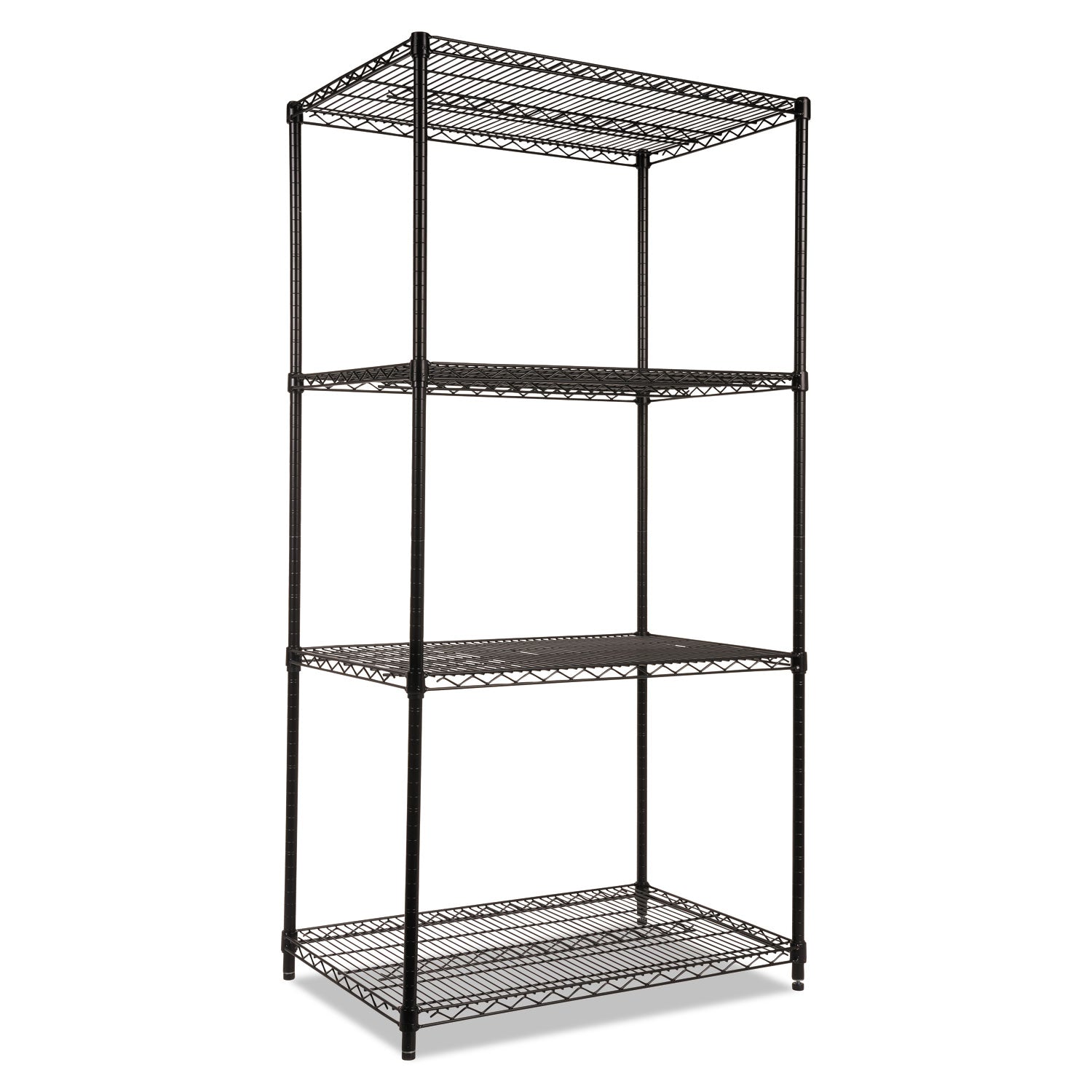 NSF Certified Industrial Four-Shelf Wire Shelving Kit, 36w x 24d x 72h, Black - 