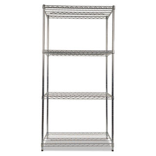 NSF Certified Industrial Four-Shelf Wire Shelving Kit, 36w x 24d x 72h, Silver