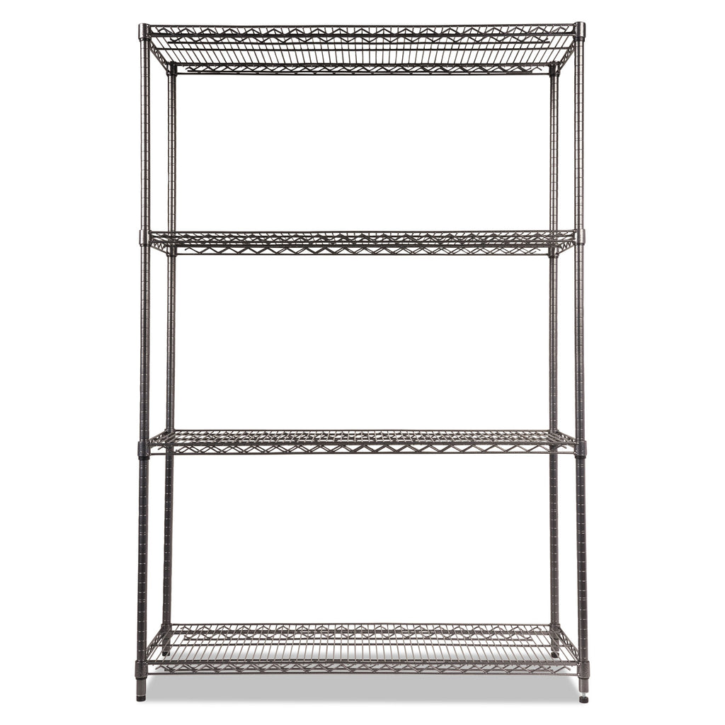 Wire Shelving Starter Kit, Four-Shelf, 48w x 18d x 72h, Black Anthracite