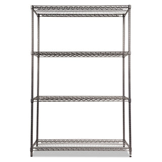 Wire Shelving Starter Kit, Four-Shelf, 48w x 18d x 72h, Black Anthracite