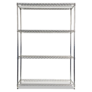 NSF Certified Industrial Four-Shelf Wire Shelving Kit, 48w x 18d x 72h, Silver